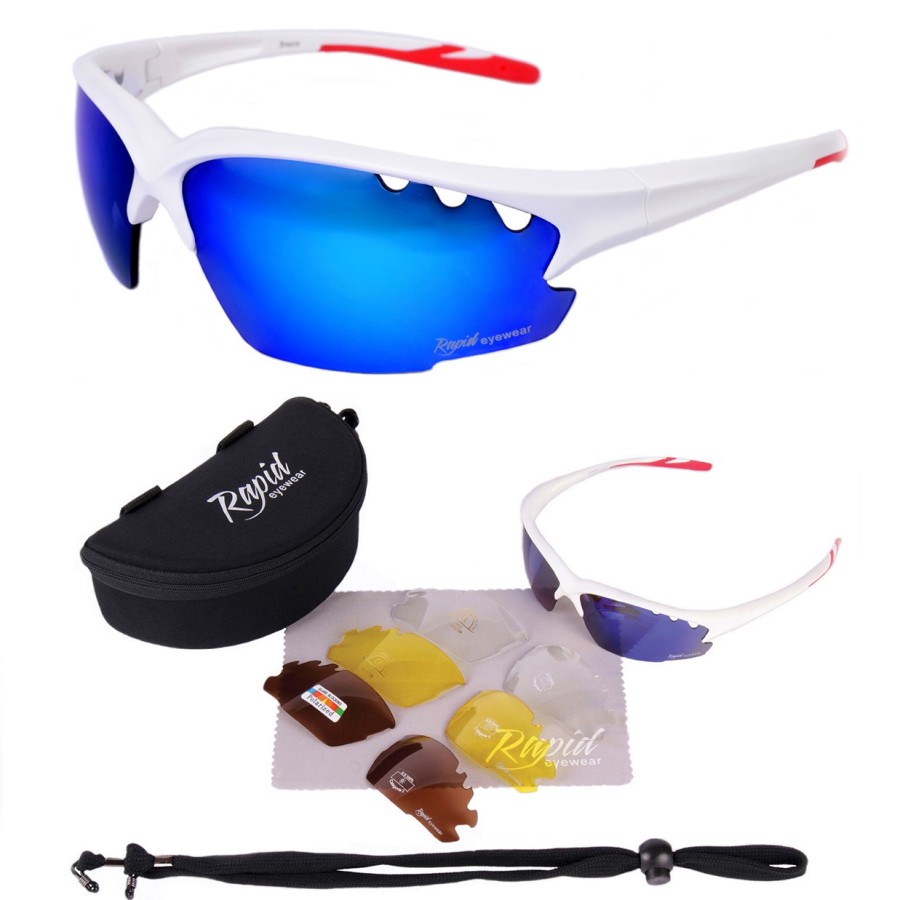 Road Racing Bike Sunglasses UK: Polarised, White, Multi Lens System