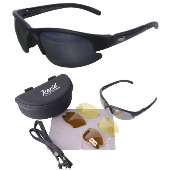 Black polarised sports sunglasses